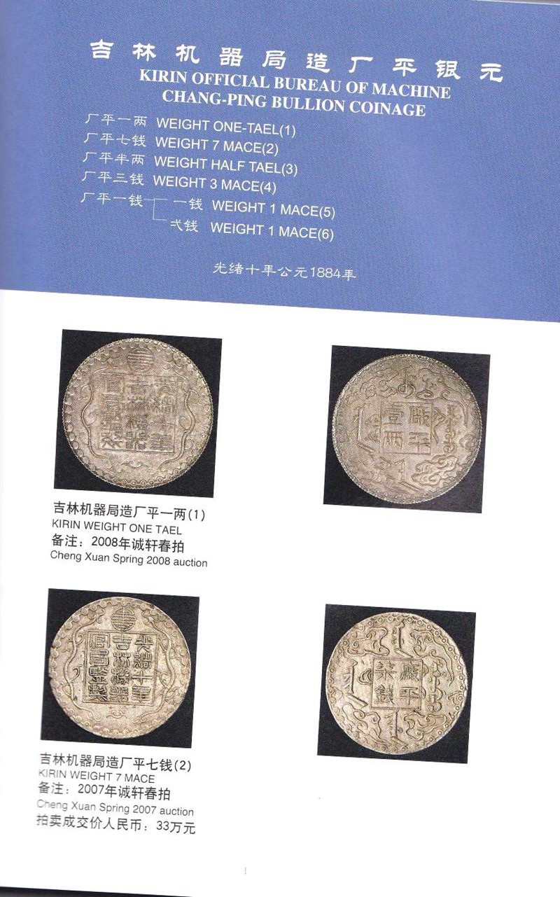 F1525, Sepcialized Catalog of China's Kirin Province Silver Coins (2010) - Click Image to Close