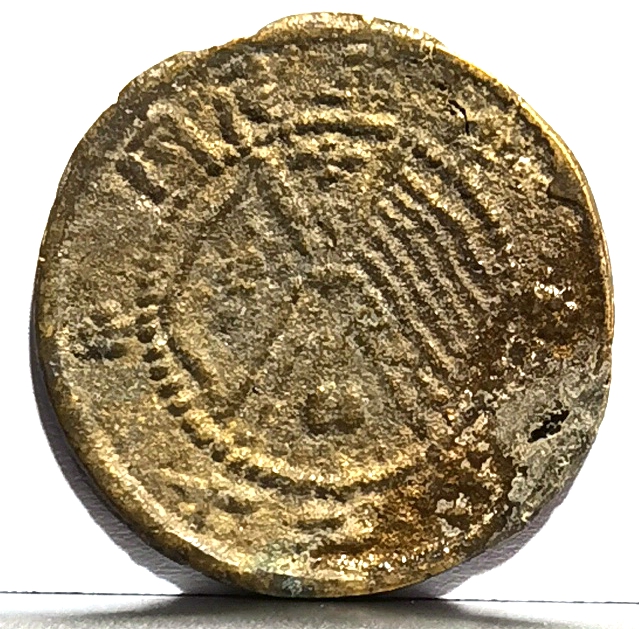 K5131, China Cast Brass Coin, Nine Stars, 20 Cash, Kansu Province 1920's, 5.7 Grams