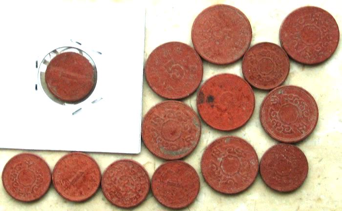 K6002, World Only Ceramic (MgO Clay) Coin, Manchoukuo 20 Pcs Wholesale, 1944