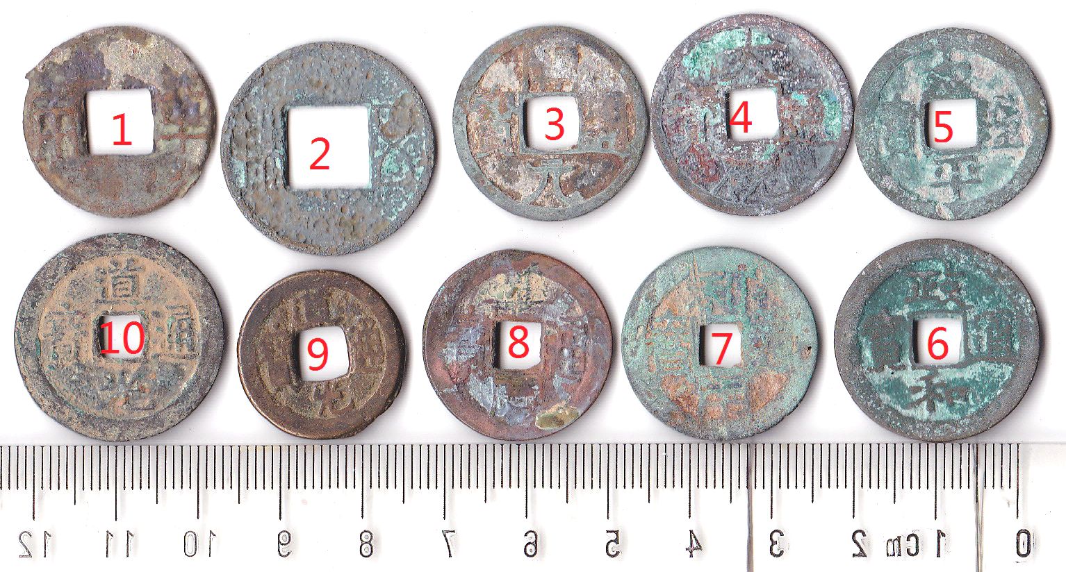 K6510, China 10 Pcs Diff. Ancient Coins Collection, BC 118-AD 1850