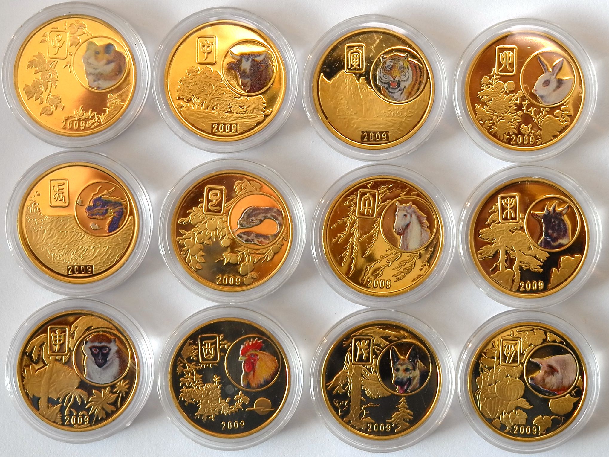 L3168, Korea 12 Zodiac Animal Coins, 20 Won, Full 12 pcs, 2009