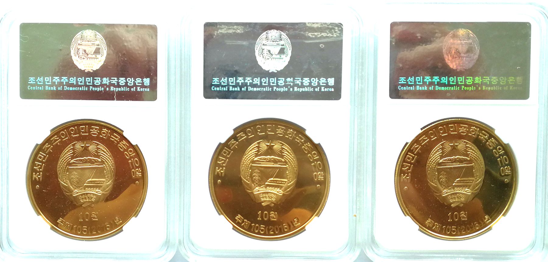 L3307, Korea Proof Coin "Kwangmyongsong Missile" 2016 Bronze 3 pcs, Korean Grade