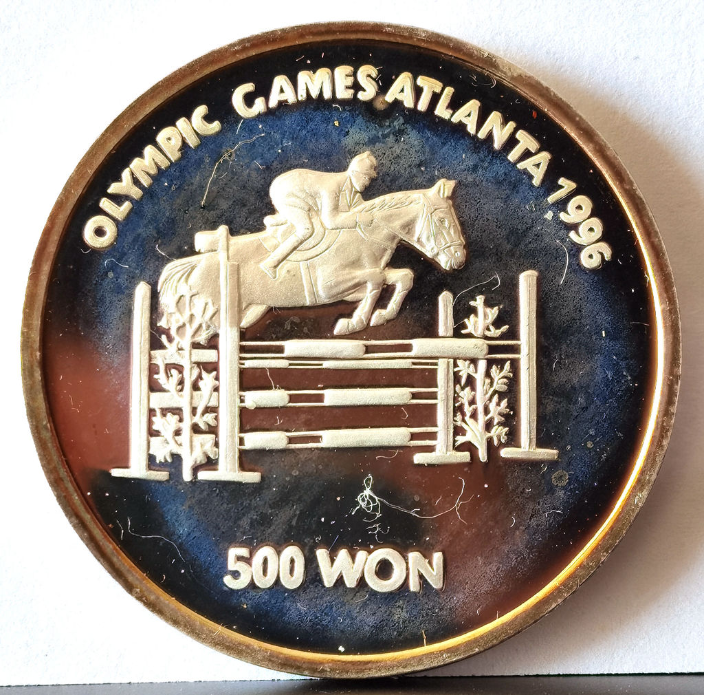 L3655, Korea "Equestrian" 1 oz Silver Coin, 500 Won, 1995
