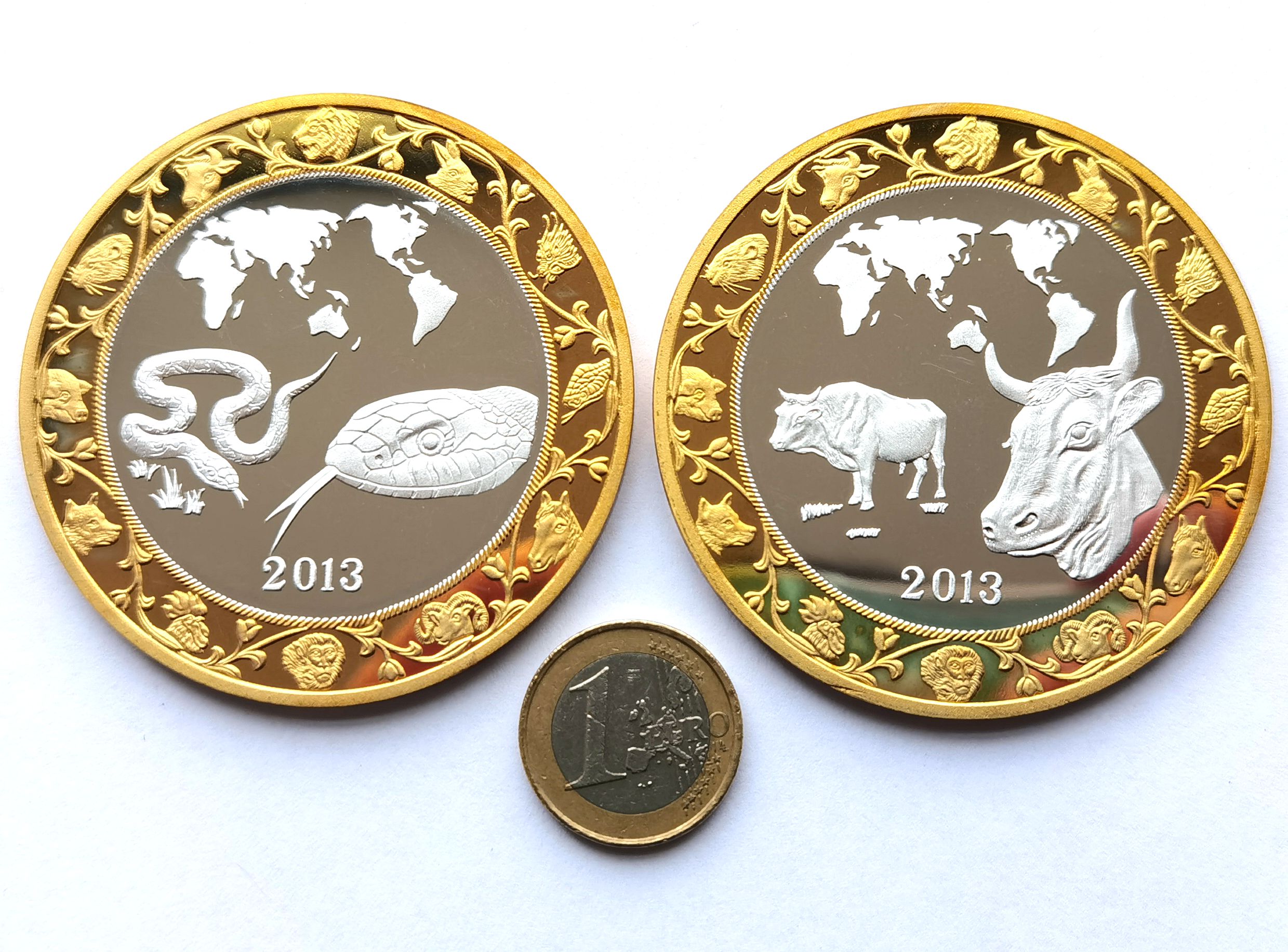 L7019, "Zodiac Annimal Coins" 2 Pcs, 2019, Large Size 65 mm, Korea