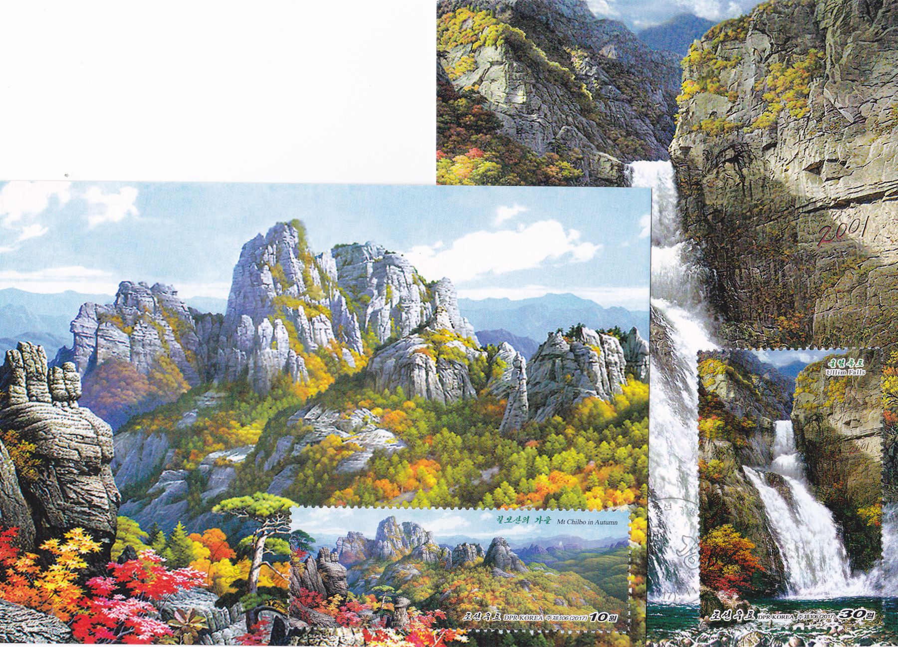 L9376, Korea Maxicard 2 Pcs, "Mt Chibo and Ullim Falls" 2017