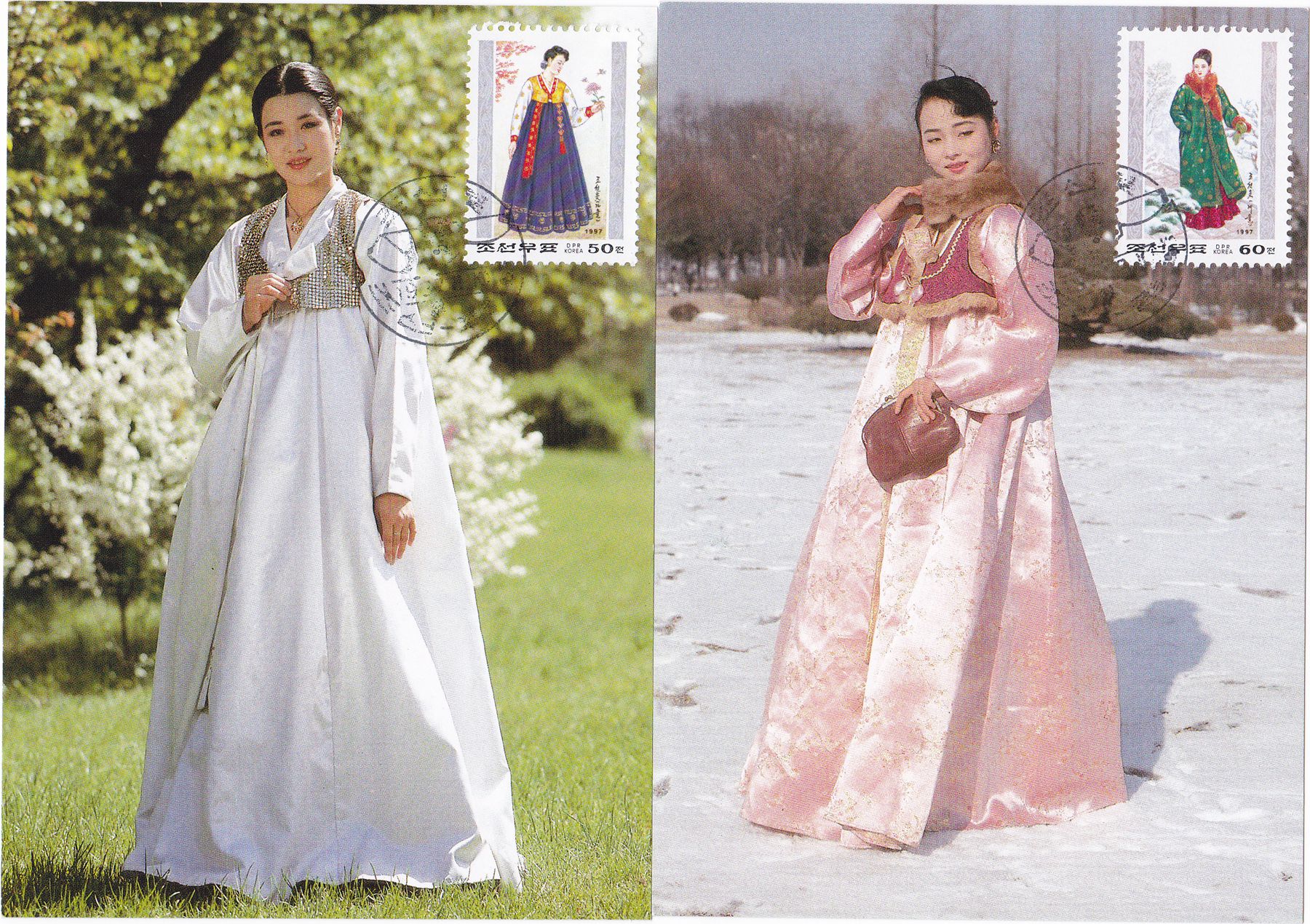 L9387, Korea Maxicard 4 Pcs, "Traditional Women's Clothing", 1997 - Click Image to Close