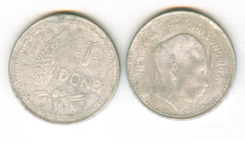 V3002, Vietnam 1 Dong 1946 Coin, Ho Chi Minh