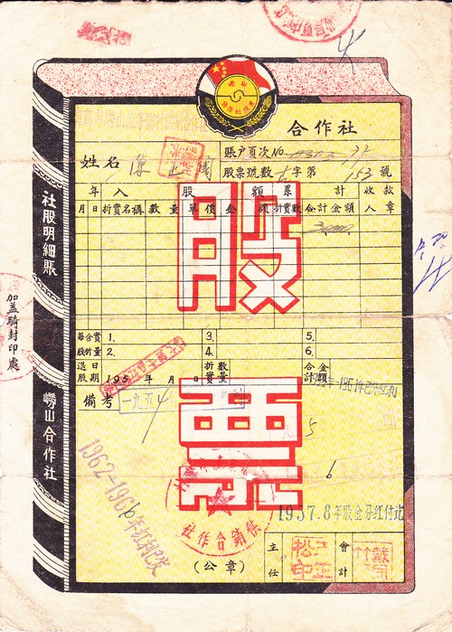 S2047, Shandong Laoshan Cooperative Company, Stock Certificate of 1953 China
