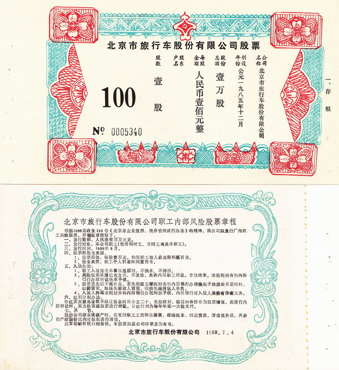 S3107 Beijing Auto Co. Ltd. 1988, 3 Pcs, China