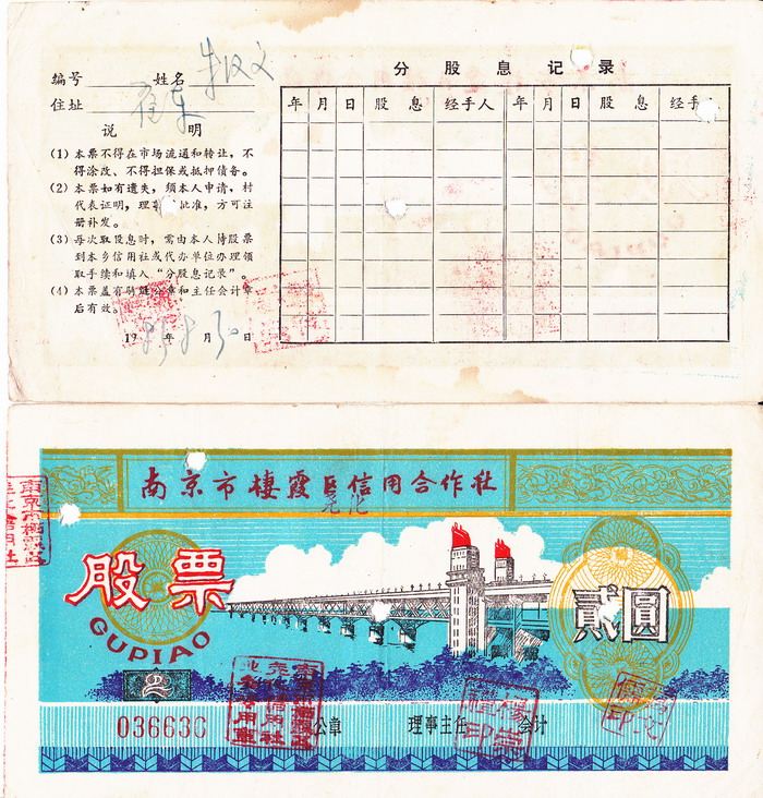 S3182 Nanjing Louxia City Trust Association, 1983, 2 Yuan