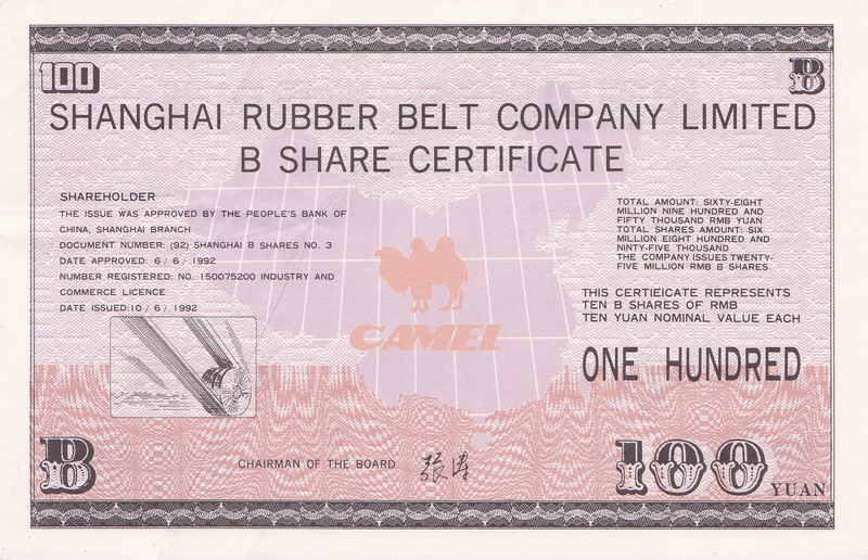 S3308 Shanghai Stape Co. Ltd, USD Stock, 10 Shares, 1992